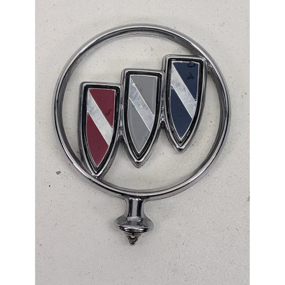 Buick Hood Ornament Tri-Shield Crest Emblem Chrome Multicolor Hood Front OEM‎